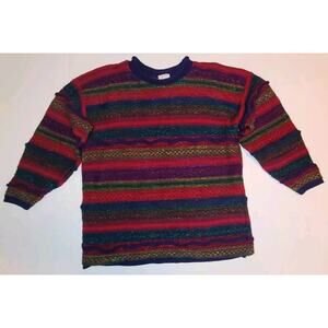 Vintage Huntington Ridge Knit Sweater Womens Large Metallic Jewel Tone USA